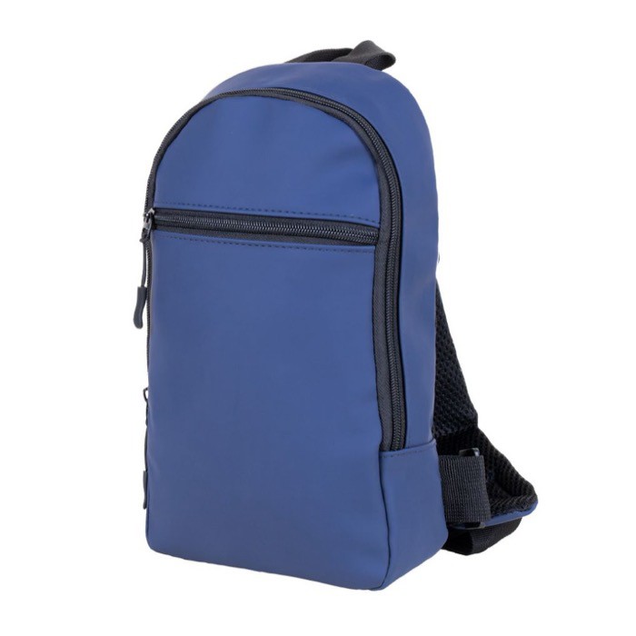 Bandolera de cuero sintético con un bolsillo exterior en el frente color azul marino tercera vista Bandolera de cuero sintético con un bolsillo exterior en el frente color azul marino tercera vista