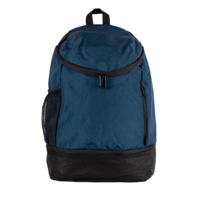 Mochila de poliéster para deportes con compartimiento de zapatos color azul marino primera vista