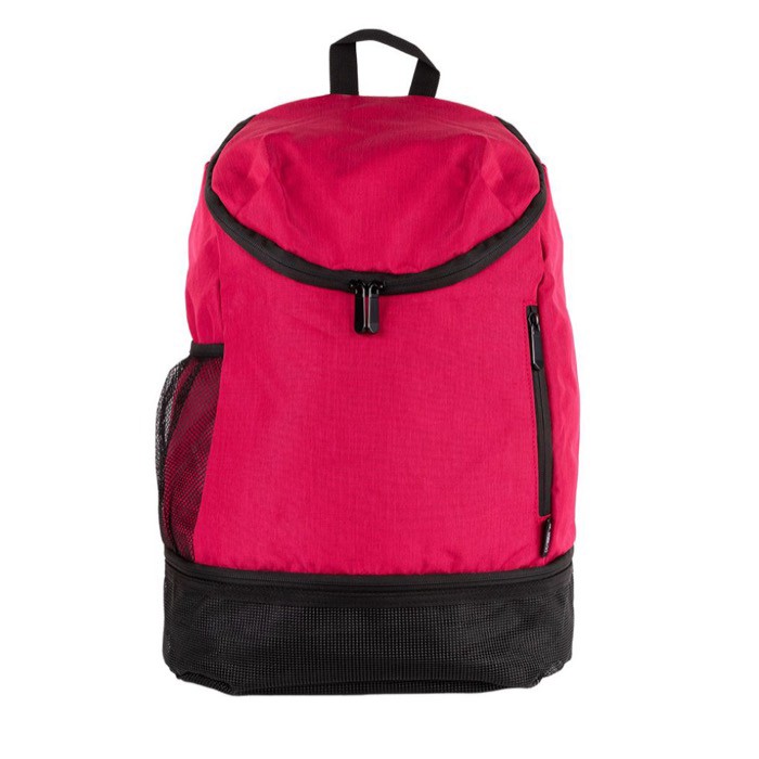 Mochila de poliéster para deportes con compartimiento de zapatos color rojo primera vista