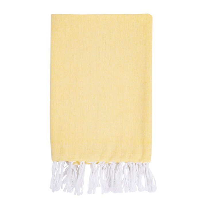 Pareo de algodón y poliéster monocolor con flecos blancos 170 g/m2 color amarillo primera vista Pareo de algodón y poliéster monocolor con flecos blancos 170 g/m2 color amarillo primera vista