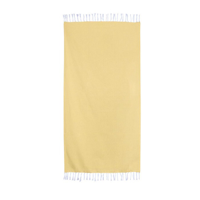 Pareo de algodón y poliéster monocolor con flecos blancos 170 g/m2 color amarillo segunda vista Pareo de algodón y poliéster monocolor con flecos blancos 170 g/m2 color amarillo segunda vista