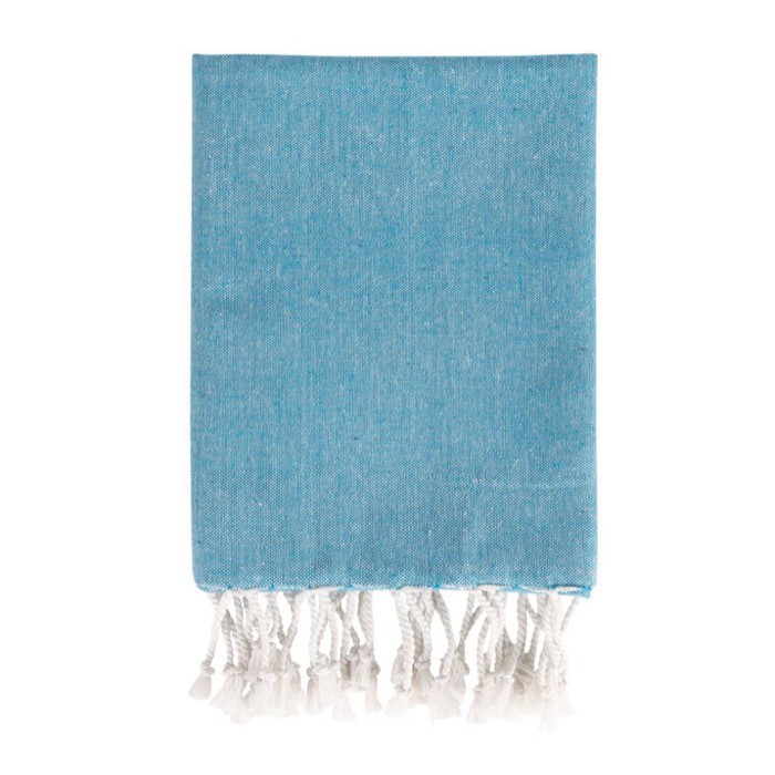 Pareo de algodón y poliéster monocolor con flecos blancos 170 g/m2 color azul claro primera vista Pareo de algodón y poliéster monocolor con flecos blancos 170 g/m2 color azul claro primera vista