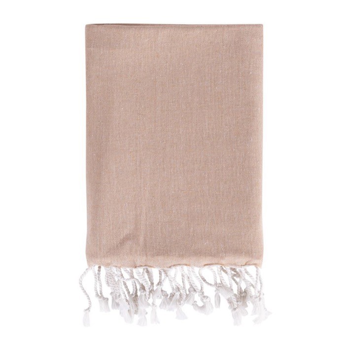 Pareo de algodón y poliéster monocolor con flecos blancos 170 g/m2 color beige primera vista Pareo de algodón y poliéster monocolor con flecos blancos 170 g/m2 color beige primera vista