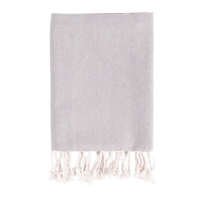 Pareo de algodón y poliéster monocolor con flecos blancos 170 g/m2 color gris primera vista Pareo de algodón y poliéster monocolor con flecos blancos 170 g/m2 color gris primera vista