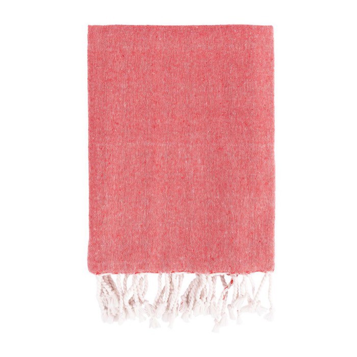 Pareo de algodón y poliéster monocolor con flecos blancos 170 g/m2 color rojo primera vista Pareo de algodón y poliéster monocolor con flecos blancos 170 g/m2 color rojo primera vista