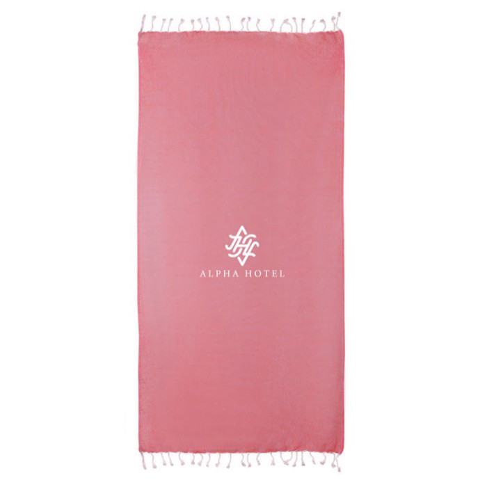 Pareo de algodón y poliéster monocolor con flecos blancos 170 g/m2 color rojo cuarta vista Pareo de algodón y poliéster monocolor con flecos blancos 170 g/m2 color rojo cuarta vista