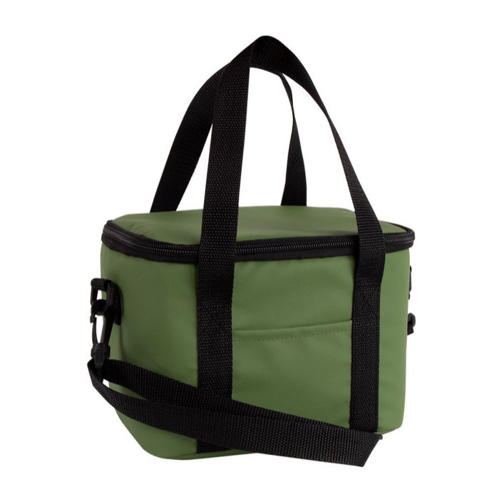 Bolsa nevera impermeable de cuero sintético y doble asa ajustable color verde segunda vista Bolsa nevera impermeable de cuero sintético y doble asa ajustable color verde segunda vista