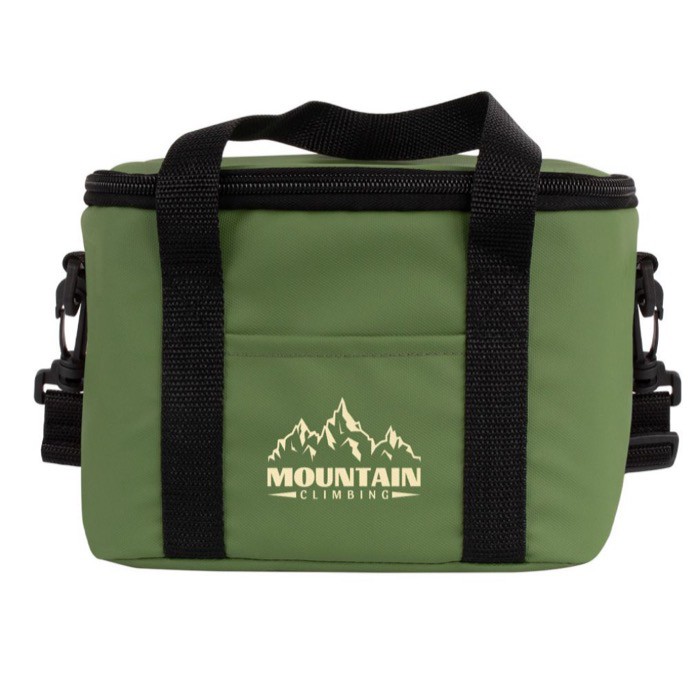 Bolsa nevera impermeable de cuero sintético y doble asa ajustable color verde tercera vista Bolsa nevera impermeable de cuero sintético y doble asa ajustable color verde tercera vista