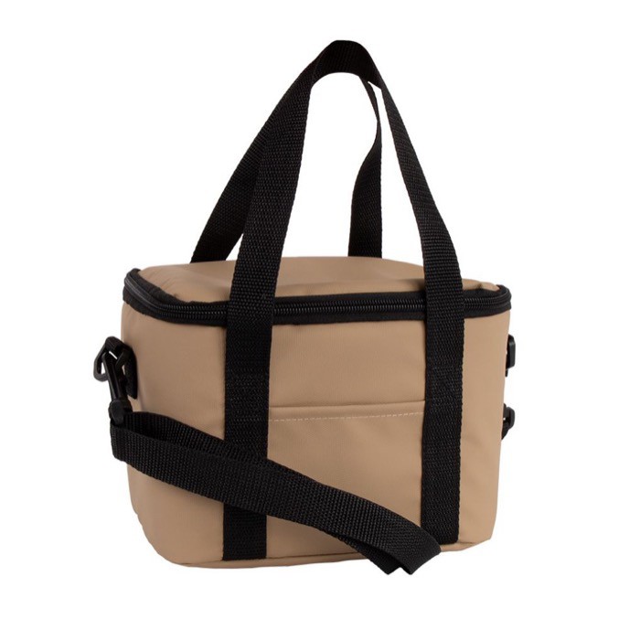 Bolsa nevera personal de cuero sintético y doble asa ajustable color beige segunda vista Bolsa nevera personal de cuero sintético y doble asa ajustable color beige segunda vista
