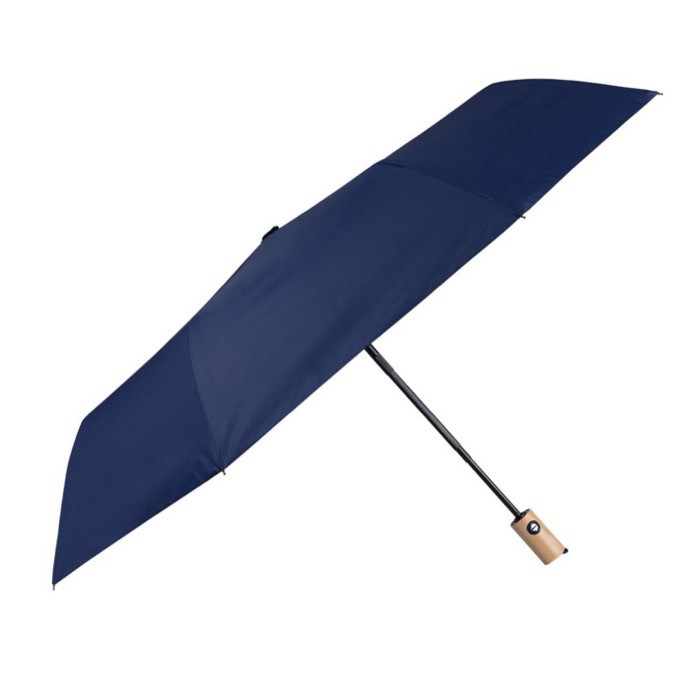 Paraguas antiviento de pongee RPET con mango de bambú Ø97 color azul marino primera vista Paraguas antiviento de pongee RPET con mango de bambú Ø97 color azul marino primera vista