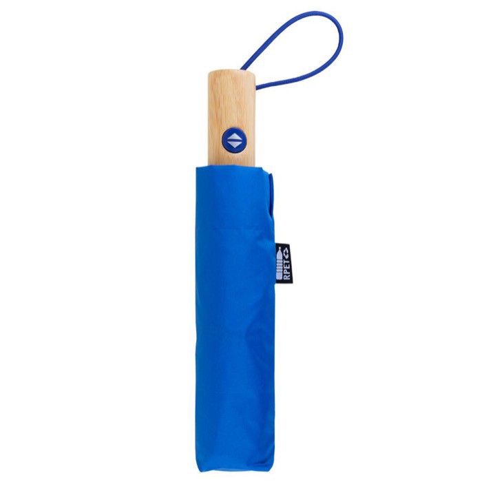 Paraguas antiviento de pongee RPET con mango de bambú Ø97 color azul real tercera vista Paraguas antiviento de pongee RPET con mango de bambú Ø97 color azul real tercera vista