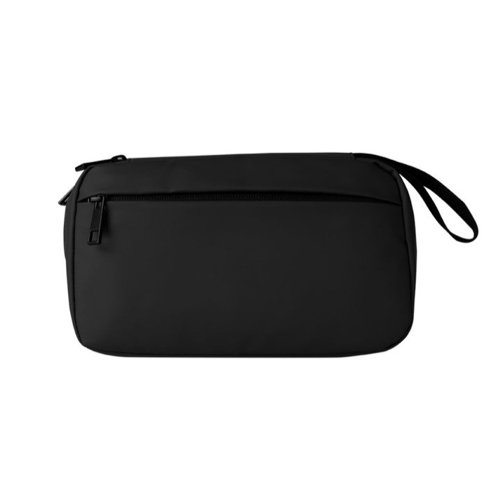 Neceser de cuero sintético de suave tacto con doble cremallera color negro primera vista Neceser de cuero sintético de suave tacto con doble cremallera color negro primera vista