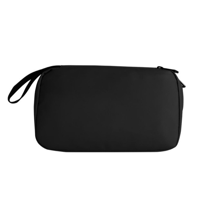 Neceser de cuero sintético de suave tacto con doble cremallera color negro tercera vista Neceser de cuero sintético de suave tacto con doble cremallera color negro tercera vista