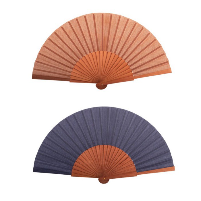 Abanico personalizable de madera oscura y tela de poliéster primera vista Abanico personalizable de madera oscura y tela de poliéster primera vista