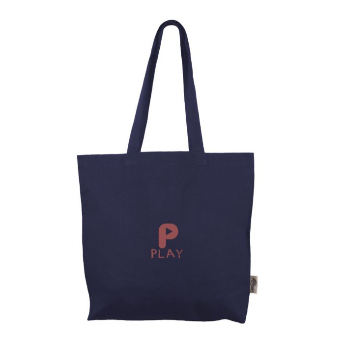 Bolsa de 100% algodón con bolsillo en el interior 140 g/m2 color azul marino tercera vista