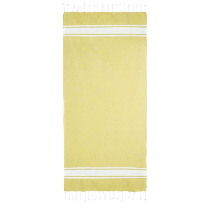 Pareo de algodón reciclado y poliéster en varios colores 150 g/m2 color amarillo segunda vista Pareo de algodón reciclado y poliéster en varios colores 150 g/m2 color amarillo segunda vista