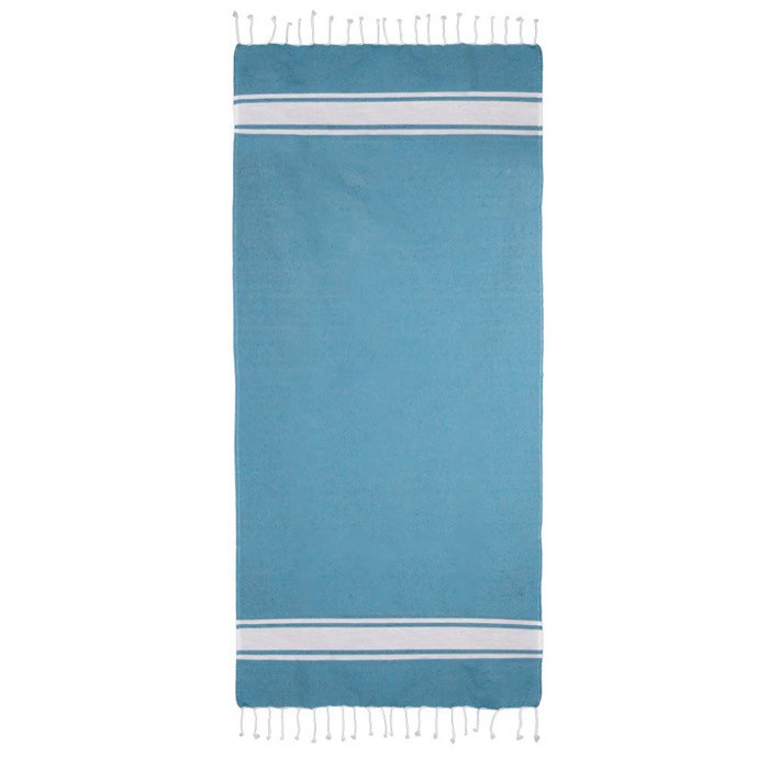 Pareo de algodón reciclado y poliéster en varios colores 150 g/m2 color azul claro segunda vista Pareo de algodón reciclado y poliéster en varios colores 150 g/m2 color azul claro segunda vista