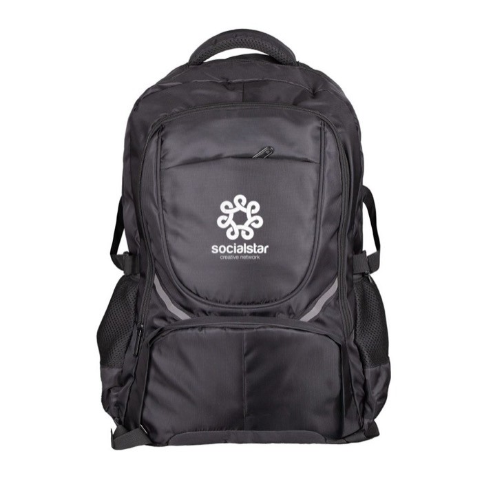 Mochila de viajes con compartimiento para portátil 16'' color negro vista detalle Mochila de viajes con compartimiento para portátil 16'' color negro vista detalle