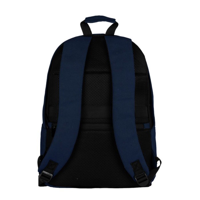 Clásica mochila de portátil de algodón con bolsillos a los lados 15'' color azul marino tercera vista Clásica mochila de portátil de algodón con bolsillos a los lados 15'' color azul marino tercera vista