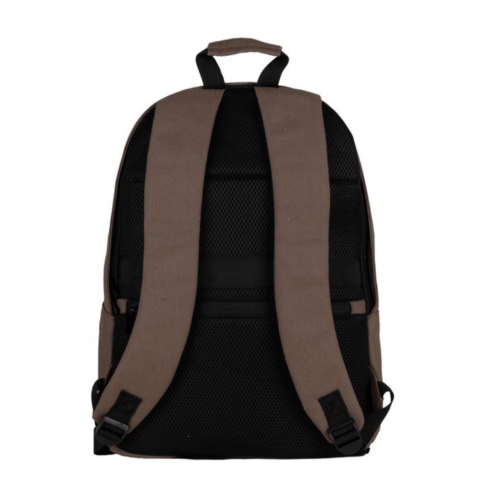 Clásica mochila de portátil de algodón con bolsillos a los lados 15'' color marrón tercera vista Clásica mochila de portátil de algodón con bolsillos a los lados 15'' color marrón tercera vista