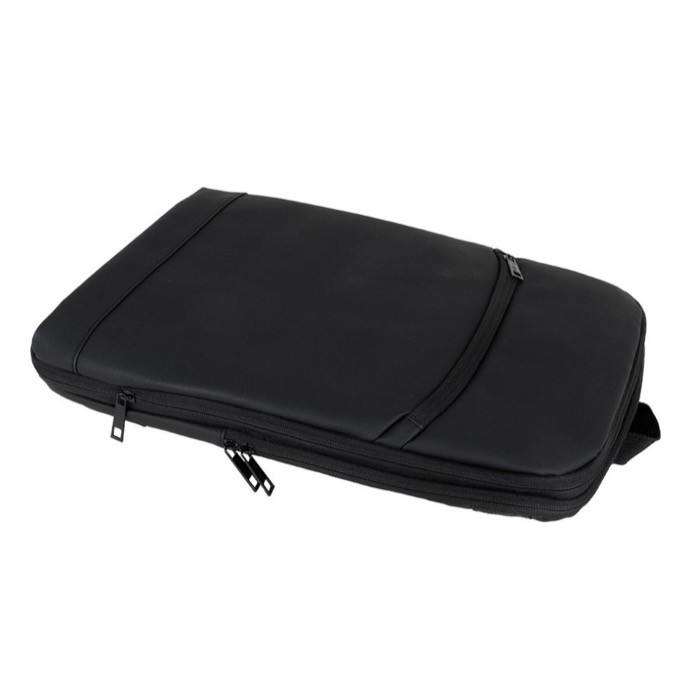 Mochila de PU con cremallera para extenderla y bolsillo exterior color negro quinta vista