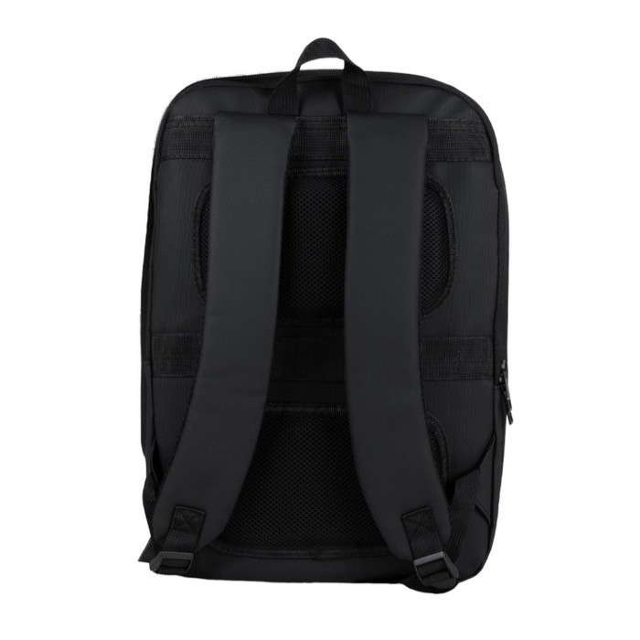 Mochila de PU con cremallera para extenderla y bolsillo exterior color negro sexta vista