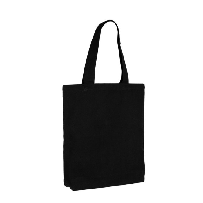 Bolsa de algodón reciclado en colores neutros 320 g/m2 color negro segunda vista Bolsa de algodón reciclado en colores neutros 320 g/m2 color negro segunda vista