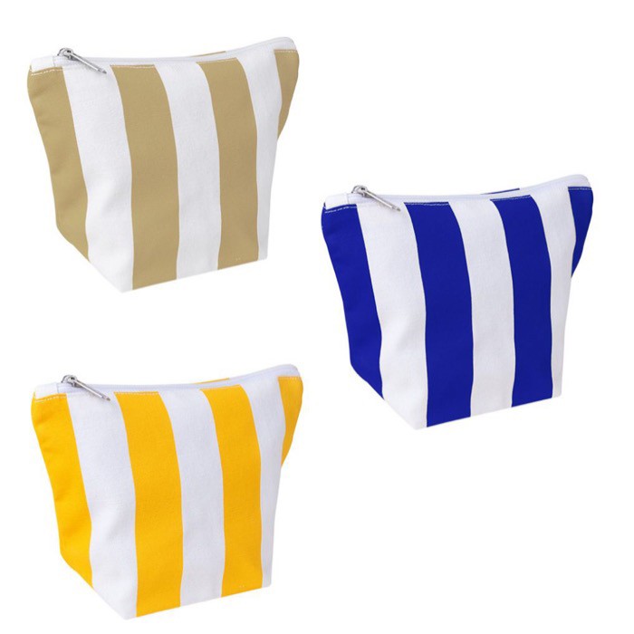 Neceser de algodón reciclado con diseño de rayas verticales primera vista Neceser de algodón reciclado con diseño de rayas verticales primera vista