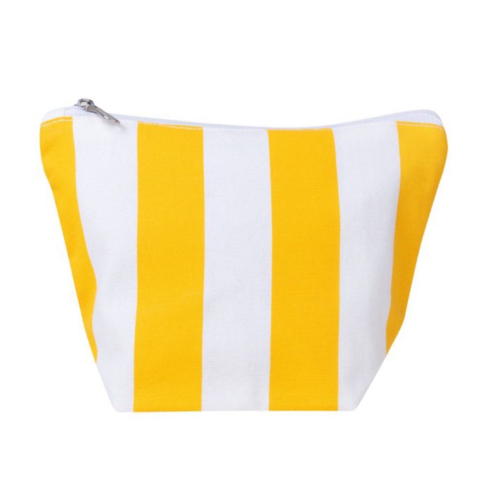 Neceser de algodón reciclado con diseño de rayas verticales color amarillo primera vista Neceser de algodón reciclado con diseño de rayas verticales color amarillo primera vista