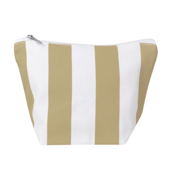 Neceser de algodón reciclado con diseño de rayas verticales color beige primera vista Neceser de algodón reciclado con diseño de rayas verticales color beige primera vista