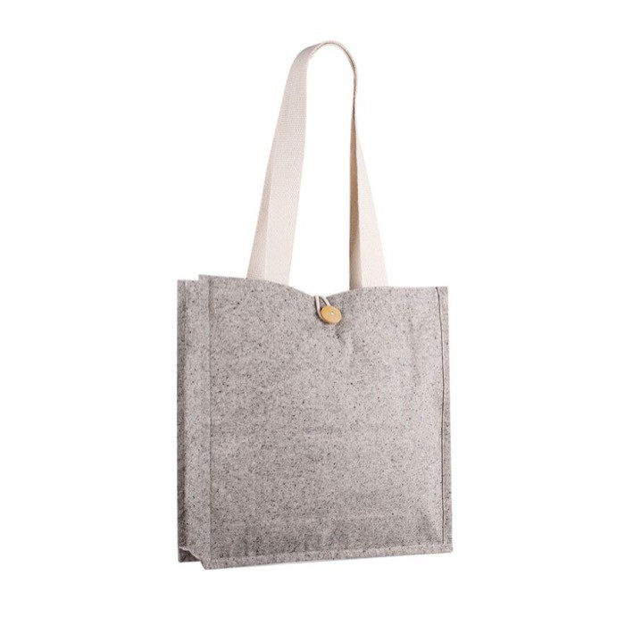 Bolsa de algodón de apariencia jaspeada con botón de cierre segunda vista Bolsa de algodón de apariencia jaspeada con botón de cierre segunda vista