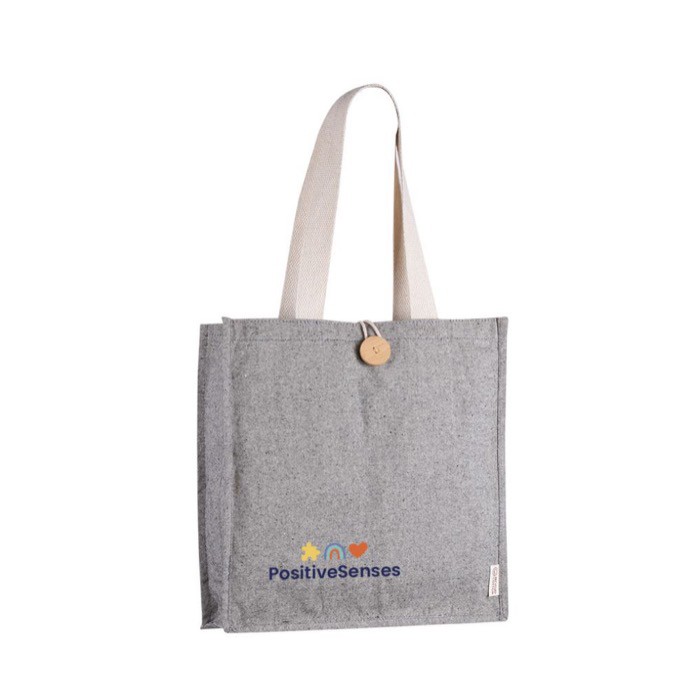 Bolsa de algodón de apariencia jaspeada con botón de cierre quinta vista Bolsa de algodón de apariencia jaspeada con botón de cierre quinta vista