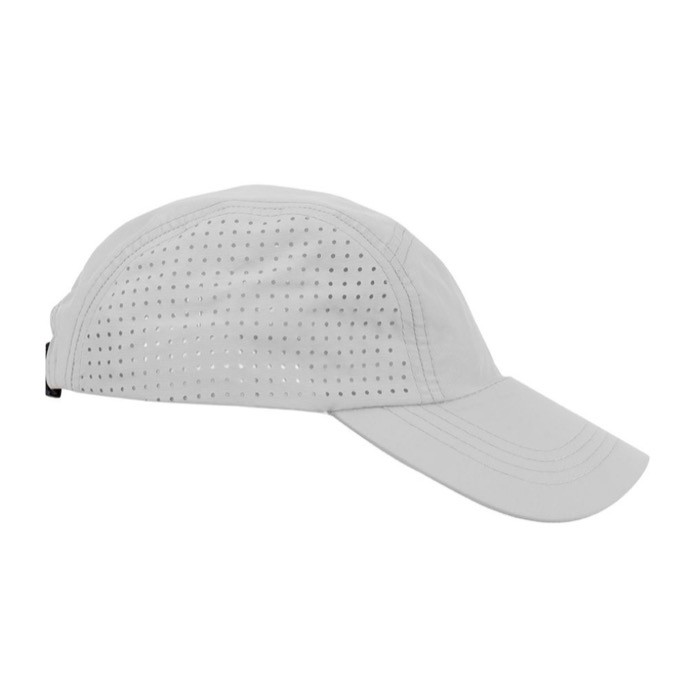 Gorra de microfibra transpirable con agujeros a los costados color blanco tercera vista