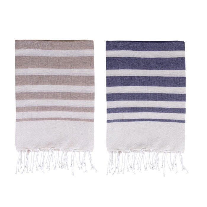 Pareo de algodón reciclado y poliéster con flecos 150 g/m2 primera vista Pareo de algodón reciclado y poliéster con flecos 150 g/m2 primera vista