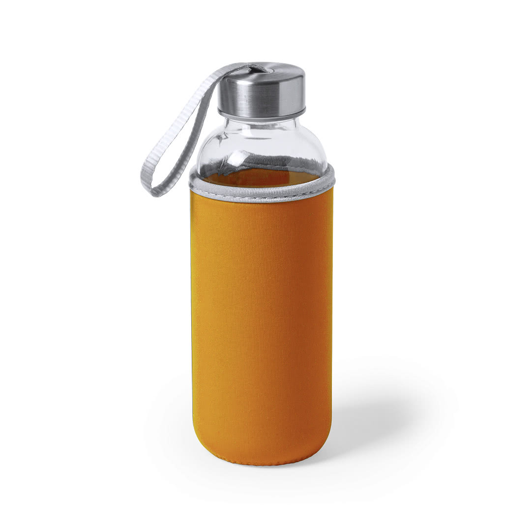 Botella de cristal propaganda con funda color naranja Botella de cristal propaganda con funda color naranja