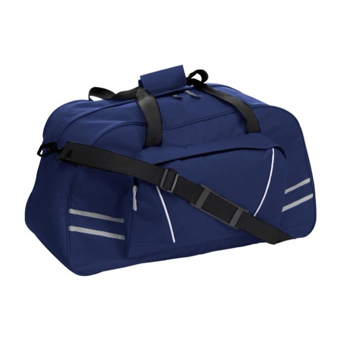 Bolsa deportiva de poliéster con bolsillo frontal con cremallera color azul primera vista Bolsa deportiva de poliéster con bolsillo frontal con cremallera color azul primera vista