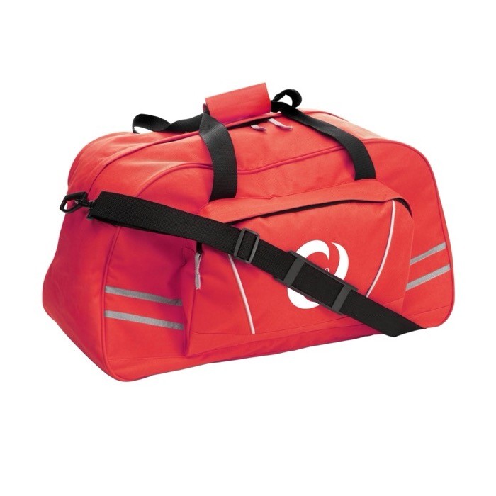 Bolsa deportiva de poliéster con bolsillo frontal con cremallera cuarta vista Bolsa deportiva de poliéster con bolsillo frontal con cremallera cuarta vista