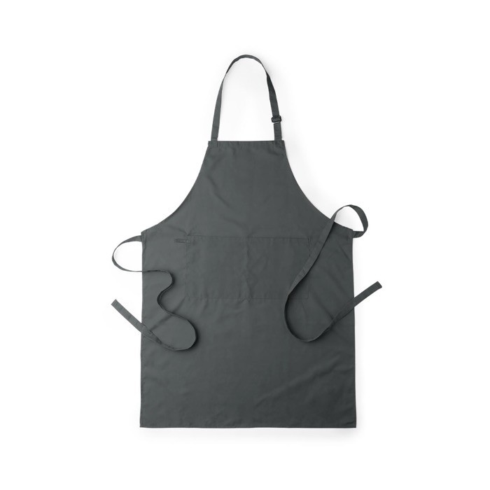 Delantal de algodón y poliéster con doble bolsillo frontal color gris primera vista