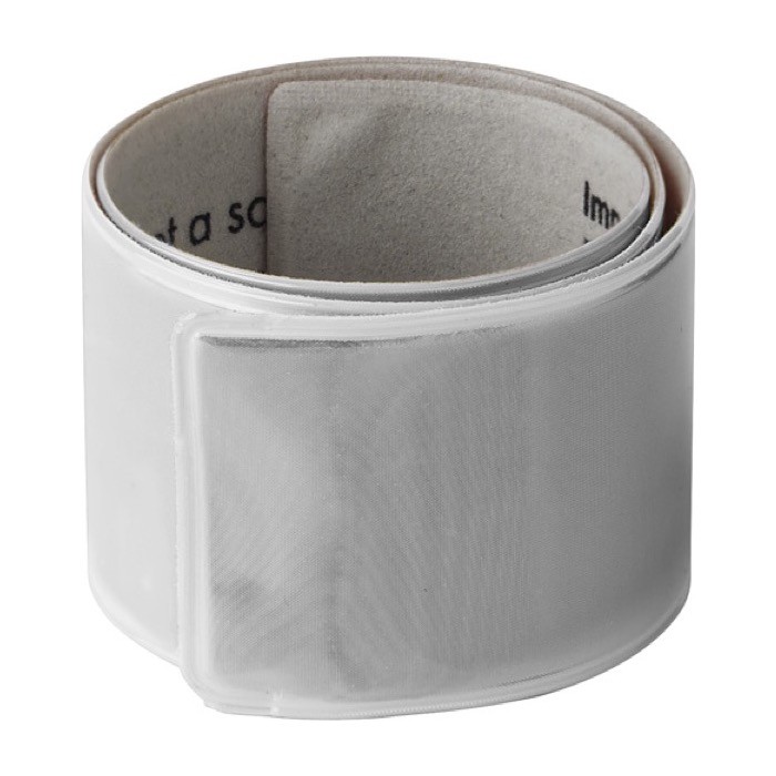 Pulsera reflectante de plástico neón con suave forro interior color plateado primera vista Pulsera reflectante de plástico neón con suave forro interior color plateado primera vista