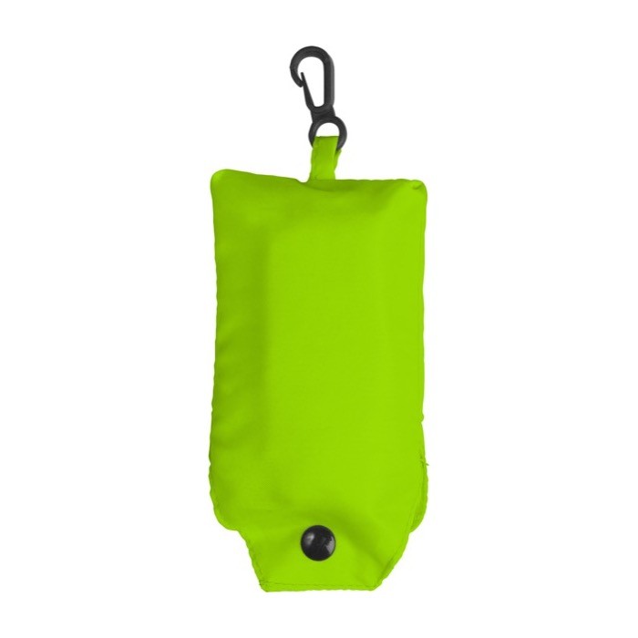 Bolsa plegable de poliéster 190T de la compra con mosquetón color verde claro primera vista Bolsa plegable de poliéster 190T de la compra con mosquetón color verde claro primera vista