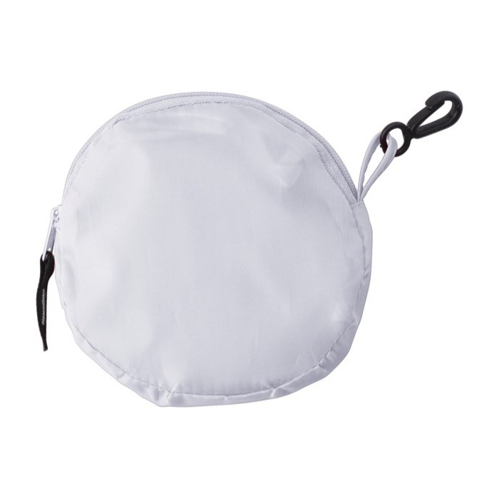 Bolsa plegable de la compra de poliéster 190T con gancho color blanco primera vista