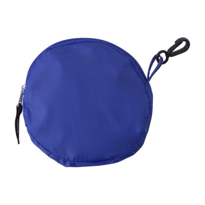 Bolsa plegable de la compra de poliéster 190T con gancho color azul segunda vista