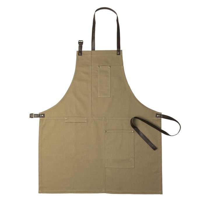 Delantal de algodón canvas con varios bolsillos 340 g/m2 color marrón primera vista