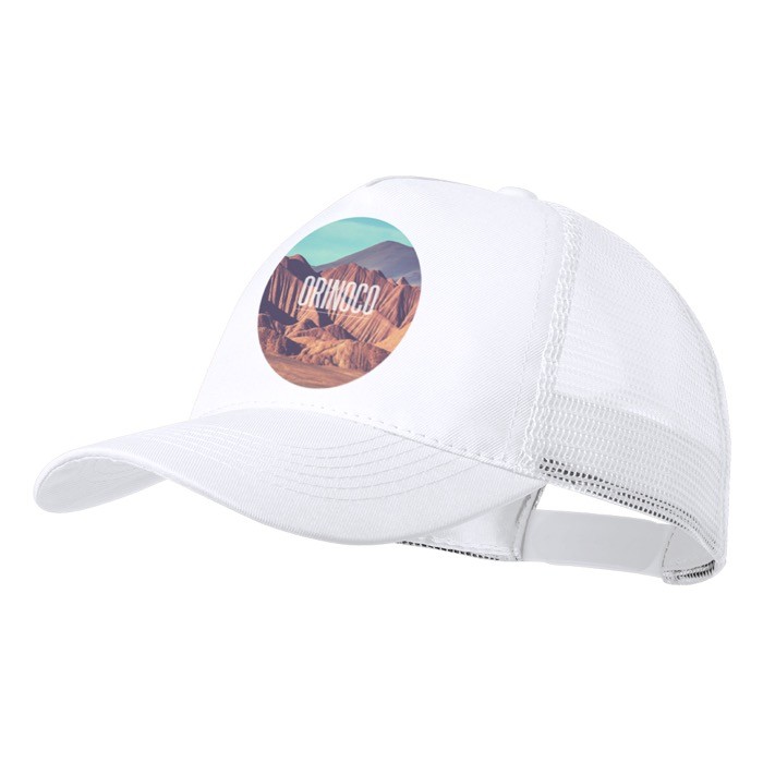 Gorra de 5 paneles con malla trasera y cierre ajustable de plástico segunda vista