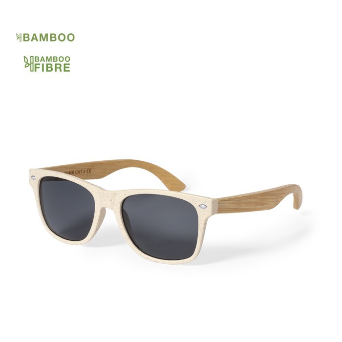 Gafas de sol con varillas de bambú y lentes negros de protección UV400