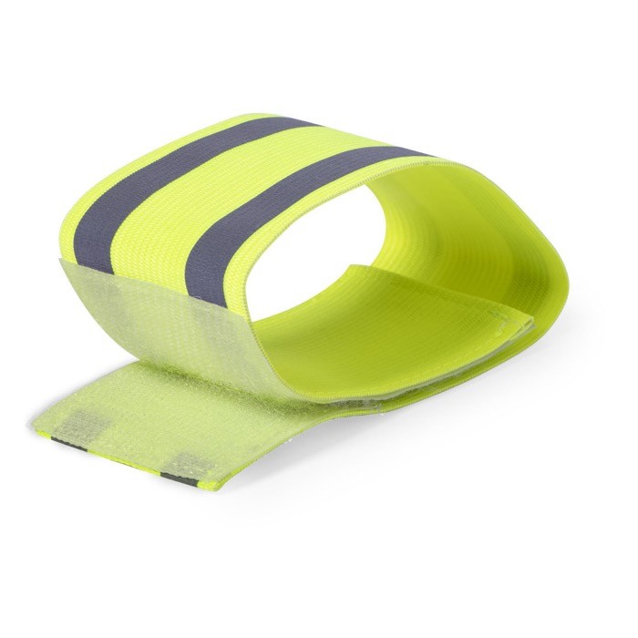 Brazalete de poliéster y elastano con dos bandas reflectantes segunda vista Brazalete de poliéster y elastano con dos bandas reflectantes segunda vista