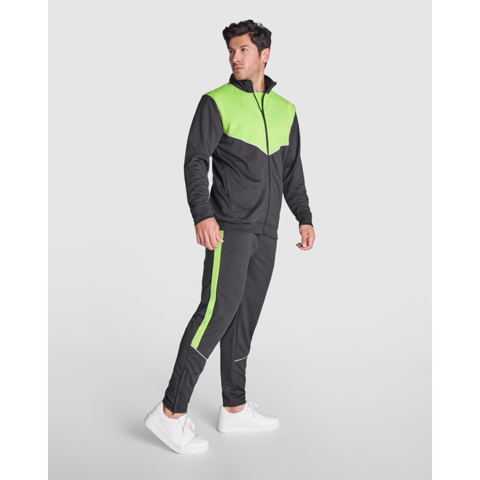 Chándal con pecho de color a contraste con cuello 225 g/m2 Roly Direct Evans color verde lima primera vista de uso