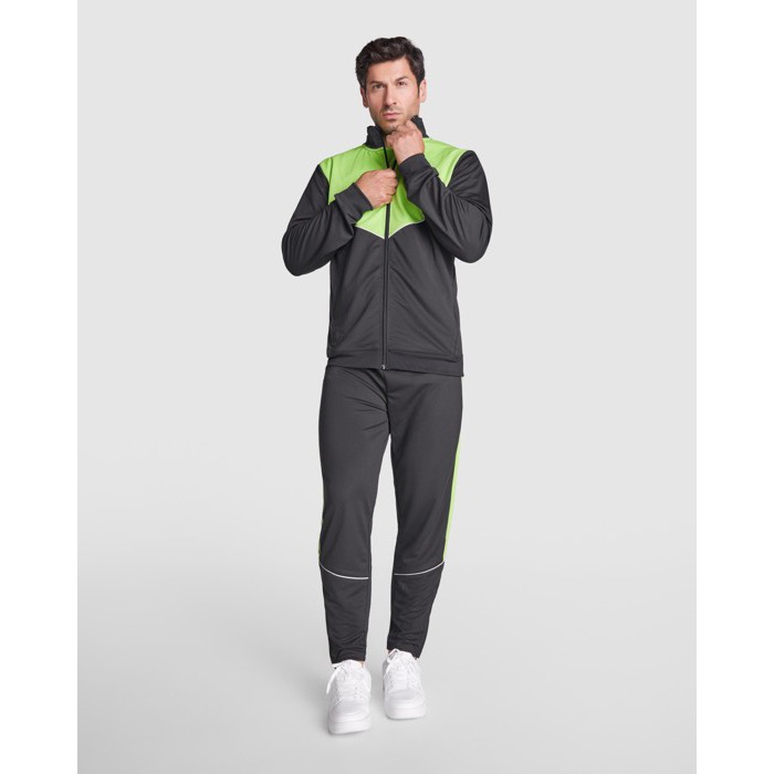 Chándal con pecho de color a contraste con cuello 225 g/m2 Roly Direct Evans color verde lima cuarta vista de uso