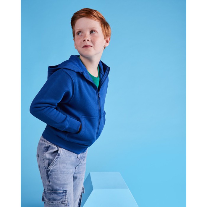 Sudadera de algodón y poliéster con capucha 280 g/m2 Roly Direct Montblanc color rojo segunda vista de uso