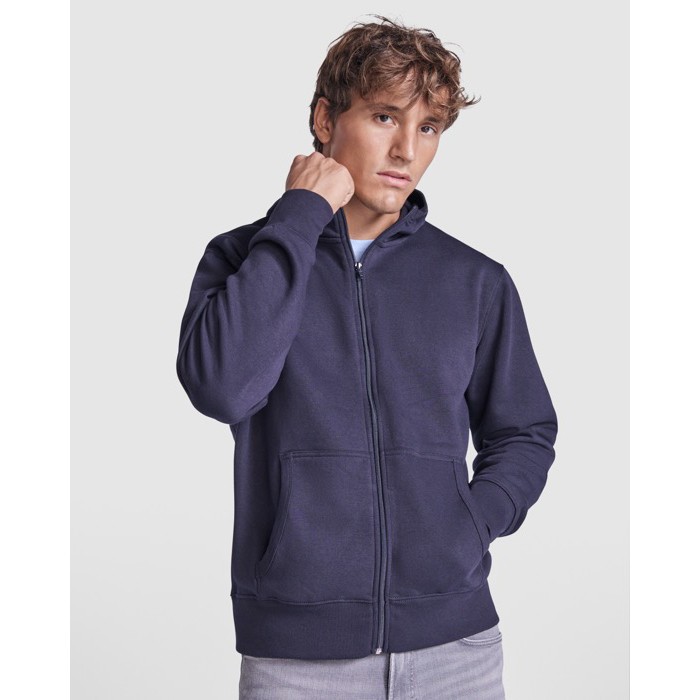 Sudadera de algodón y poliéster con capucha 280 g/m2 Roly Direct Montblanc color azul marino primera vista de uso